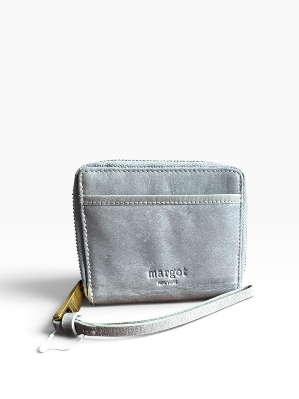 NWOT Margot New York Blue Leather Zip Wristlet Wallet